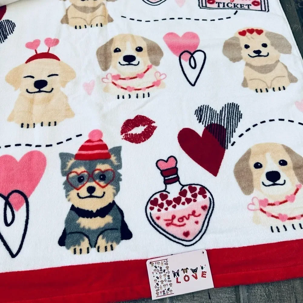 Valentine Puppy Dog Print Bath 2-pc Towels Set
